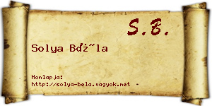 Solya Béla névjegykártya